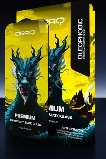 DRAQ Premium Privacy Anti-Static Glass kutusu